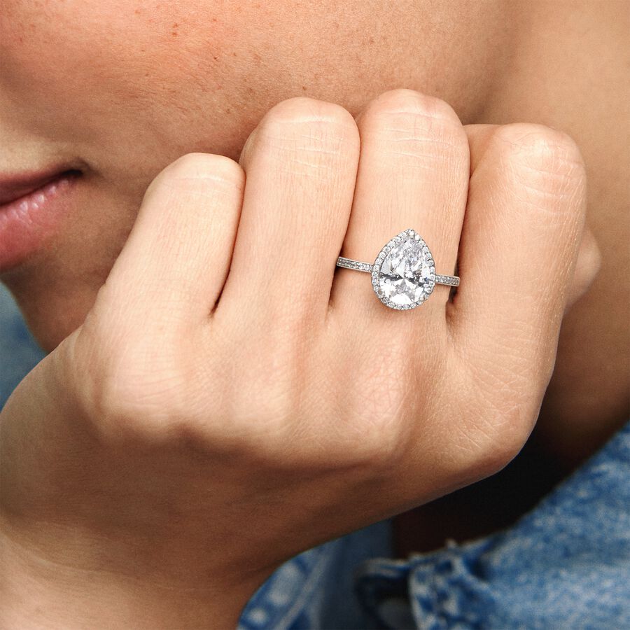 Mexico Solitario Pandora Baratos Radiant Teardrop with Cubic Zirconia Plateados