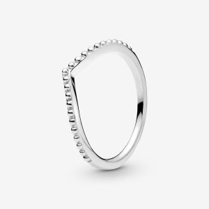 Apilable Pandora Beaded Wishbone Plateados | LMVIWY157