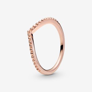 Apilable Pandora Beaded Wishbone Rosas Dorados | ICDFMZ267