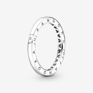 Apilable Pandora Logo & Hearts Plateados | YLNXFQ309
