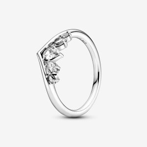Apilable Pandora Sparkling Pear & Marquise Wishbone Plateados | OAFJIT136