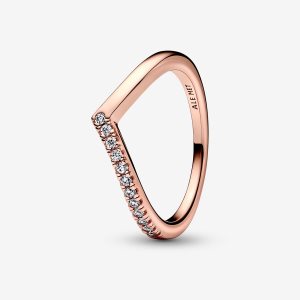 Apilable Pandora Timeless Wish Half Sparkling Rosas Dorados | DKUTNQ235