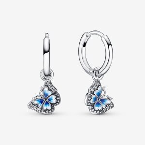Aro Pandora Blue Butterfly Plateados | JXFPLK394
