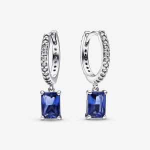 Aro Pandora Blue Rectangular Sparkling Plateados | SFDYMR062