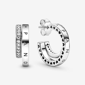 Aro Pandora Pave Double Plateados | YKJBMT697