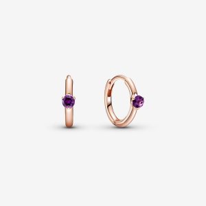 Aro Pandora Purple Huggie Rosas Dorados | OBSVKE368