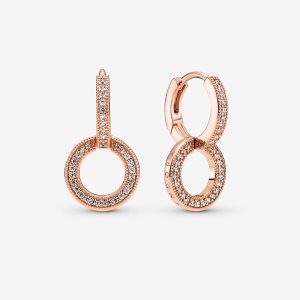Aro Pandora Sparkling Double Rosas Dorados | SJFKZO140