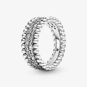 Banda Pandora Beaded Pave Plateados | DWVPRH273
