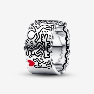 Banda Pandora Keith Haring x Line Art Love People Anchos Plateados | POIAMD958