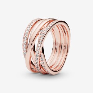 Banda Pandora Sparkling & Polished Lines Rosas Dorados | FZKMRC390