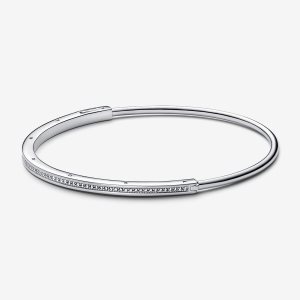 Brazaletes Pandora Signature I-D Pave Plateados | OAXQSL175