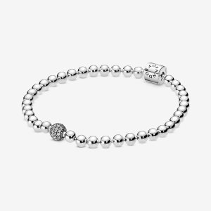 Cadena Pandora Beads & Pave Plateados | MGEXYK108