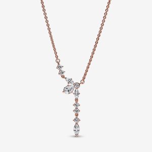 Cadena Pandora Sparkling Herbarium Cluster Collier Rosas Dorados | PDSWXM579
