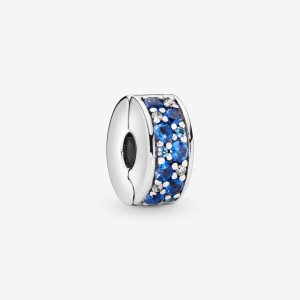 Clips Pandora Blue Pave Clip Plateados | RGECUB528