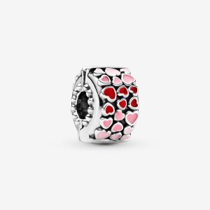 Clips Pandora Burst of Love Clip with Mixed Enamel Plateados | AQGTDE798