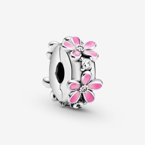 Clips Pandora Pink Daisy Flower Clip Plateados | RDICPL215