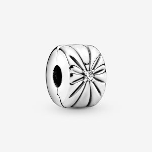 Clips Pandora Sparkling Sunburst Clip Plateados | BWVAZO132