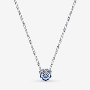 Colgantes Pandora Blue Pansy Flower Plateados | TMPLZG715