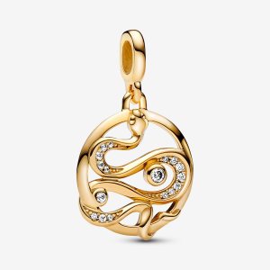 Colgantes Pandora ME Pave Snake Medallion Dorados | IYTFHP671