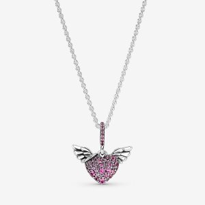 Colgantes Pandora Pave & Angel Wings Plateados | KTNXFJ245