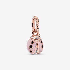 Colgantes Pandora Pink Ladybird Rosas Dorados | BTLRSV032