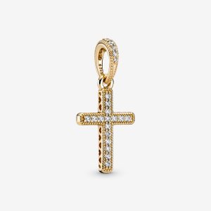 Colgantes Pandora Sparkling Cross Dorados | IQABCL802