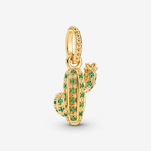 Colgantes Pandora Sparkling Desert Cactus Dorados | QEOHSJ351