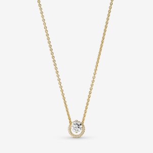 Colgantes Pandora Sparkling Round Collier Dorados | WJKDZP265