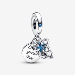Colgar Pandora Blooming Flower Double Plateados | VTPOWY984