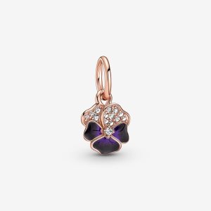 Colgar Pandora Deep Purple Pansy Flower Rosas Dorados | SZPCYI547