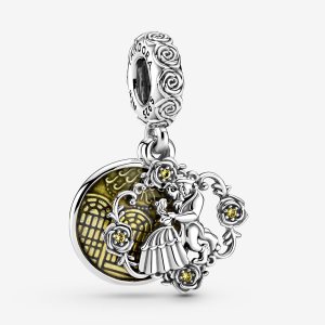 Colgar Pandora Disney Beauty the Beast Dancing Plateados | ZBJAQV691