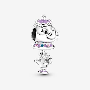 Colgar Pandora Disney Beauty the Beast Mrs. Potts Chip Plateados | MEQOLT236
