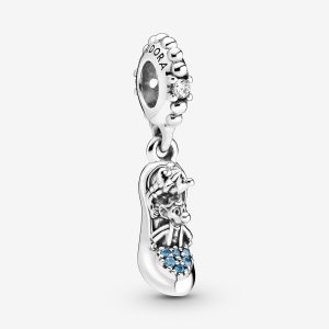 Colgar Pandora Disney Cinderella Glass Pantuflas & Mice Plateados | KIBFWS105