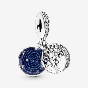 Colgar Pandora Double Tree & Galaxy Moon Plateados | XUIWLR958