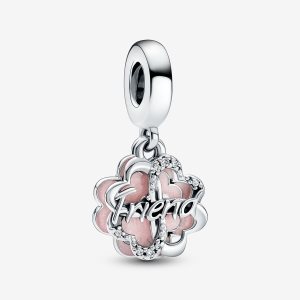 Colgar Pandora Four-leaf Clover Friendship Double Plateados | BMPEAX962