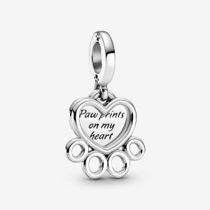 Colgar Pandora Hearts & Paw Print Plateados | TGVSBK352