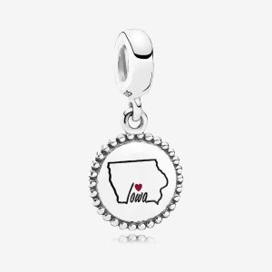 Colgar Pandora Iowa State Charm Mixed Enamel Plateados | FAEQOB809
