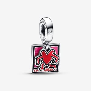 Colgar Pandora Keith Haring x Caminar Double Plateados | BJOEQZ915