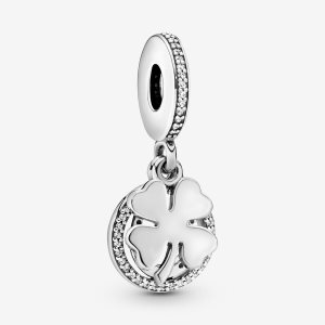 Colgar Pandora Lucky Four-Leaf Clover Plateados | ZKROAE830