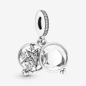 Colgar Pandora Magnified Star Double Plateados | CSRZLU273