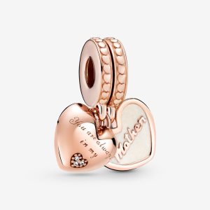 Colgar Pandora Mother & Daughter Hearts Rosas Dorados | QNGCKE214
