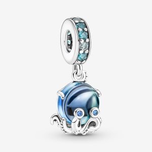 Colgar Pandora Murano Glass Cute Octopus Plateados | GCWHJM234