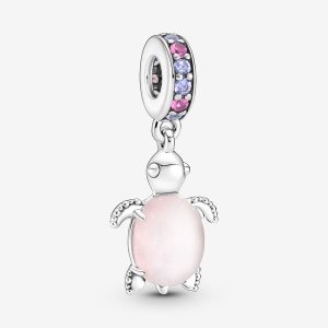 Colgar Pandora Murano Glass Pink Sea Turtle Plateados | GHIMVQ631