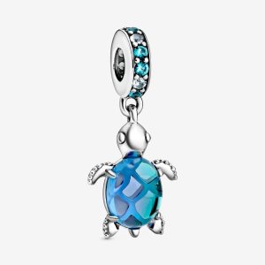 Colgar Pandora Murano Glass Sea Turtle Plateados | DTGUIO852