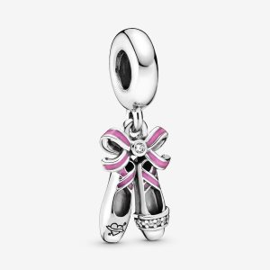 Colgar Pandora Pink Ballerina Shoes Plateados | IYNUOB316