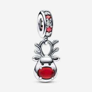 Colgar Pandora Red Nose Reindeer Murano Plateados | LUCWYN412