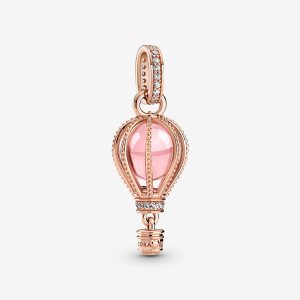 Colgar Pandora Sparkling Pink Hot Air Balloon Rosas Dorados | RMVZQK165