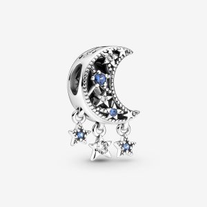 Colgar Pandora Star & Crescent Moon Plateados | MENHXA418