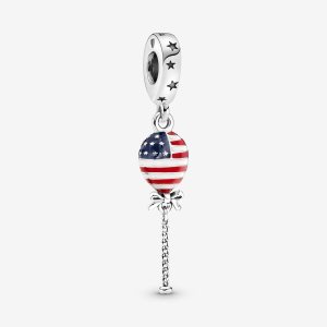 Colgar Pandora Stars Stripes & Bow Balloon Plateados | VUNCOW903