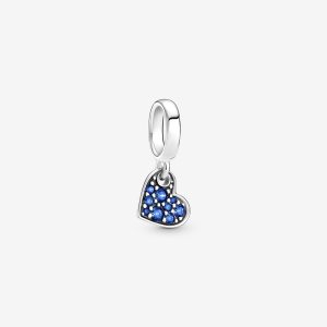 Colgar Pandora Stellar Blue Pave Tilted Plateados | QUXKIJ943